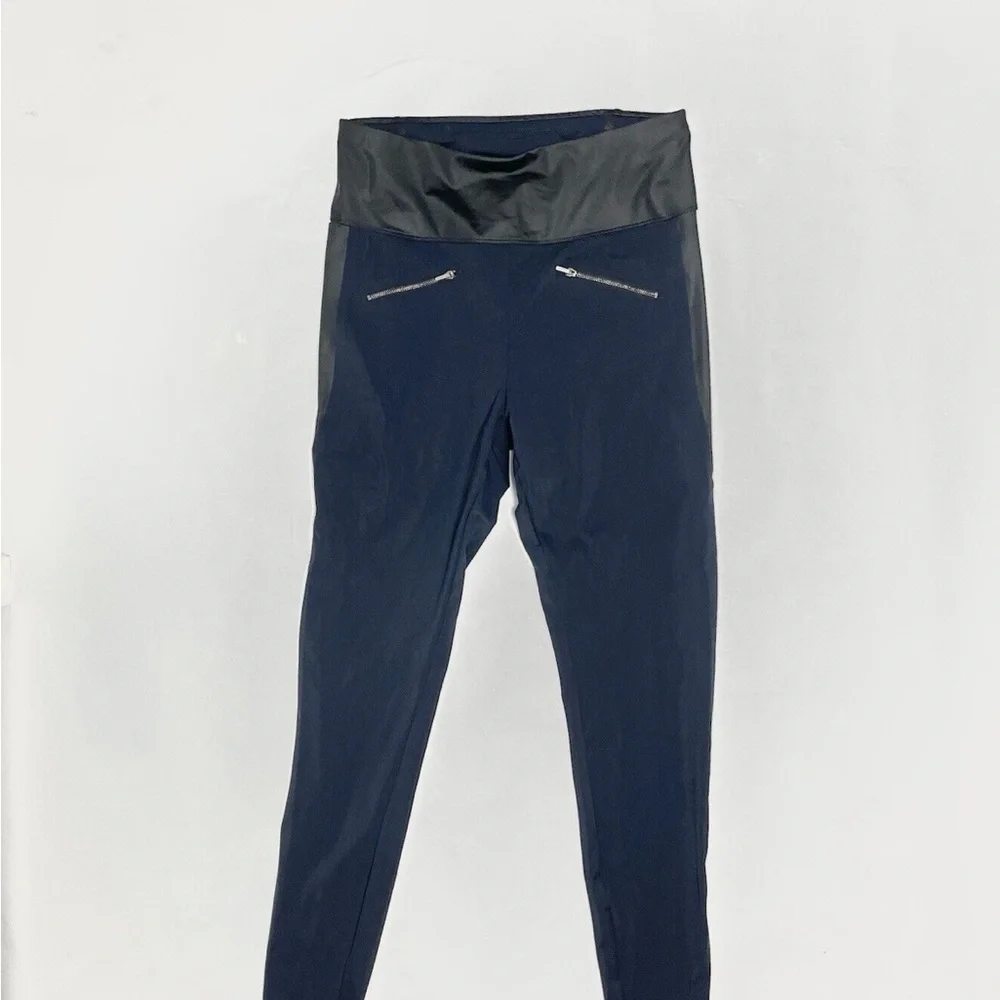 NWOT Aday Throw It Higher Technical Silk Leggings Sz L Blue Wet-Look Waistband - Picture 4 of 5